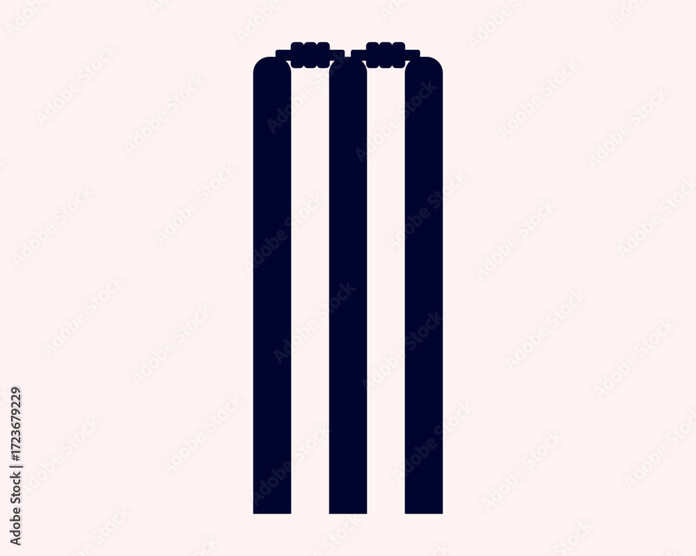 Obraz premium Cricket Stumps silhouette, Minimalist sports icon design