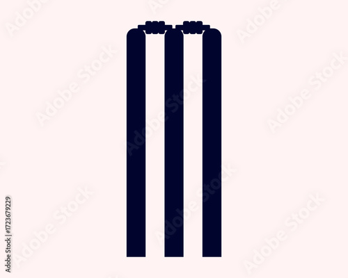 Cricket Stumps silhouette, Minimalist sports icon design