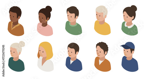 Diverse cartoon style avatars collection for social media and profile icons