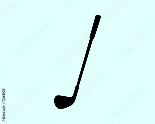Golf club vector silhouette, minimalist sports equipment icon design.