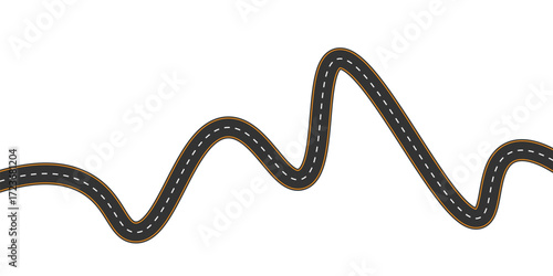 A Long winding and curved road, winding and curved road from a top view isolated from the background, illustration. Vector eps10	
