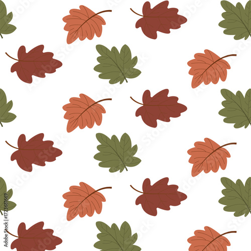 Autumn Leaves Seamless Pattern – Fall Season Vector Background