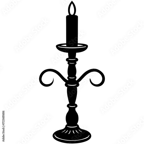 silver candle stand vector silhouette 