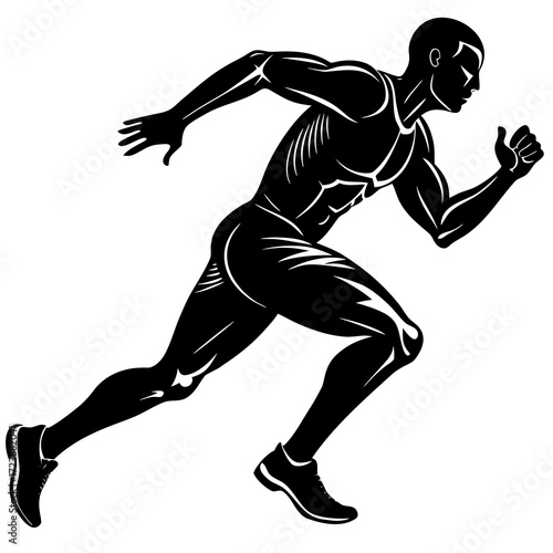 silhouette of a Athlete Running on white background