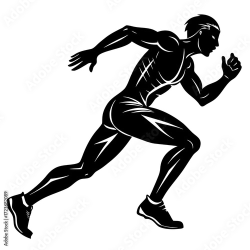 silhouette of a Athlete Running on white background