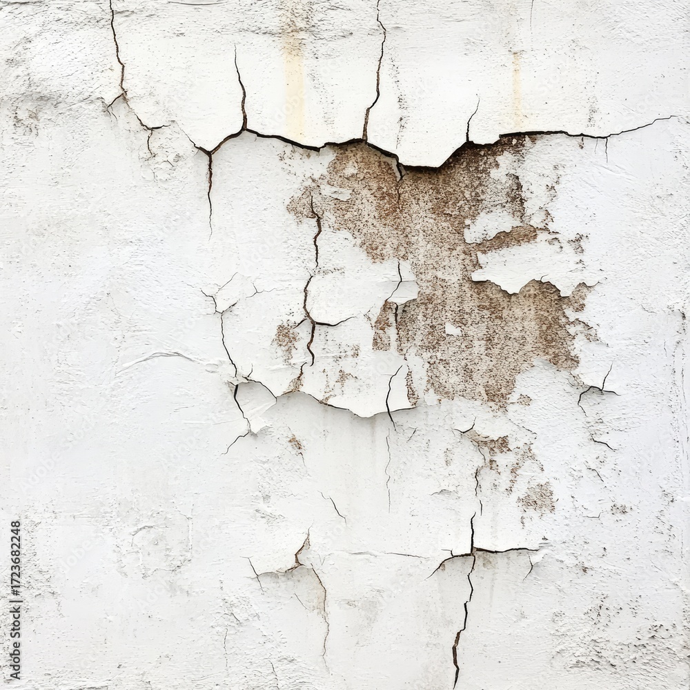 Obraz premium Cracked, peeling white stucco wall