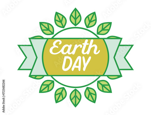 Happy Earth Day illustration with leaves and banner background design