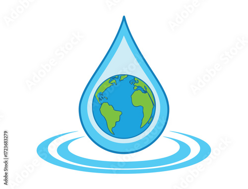 Water drop globe icon representing water conservation and environmental protection