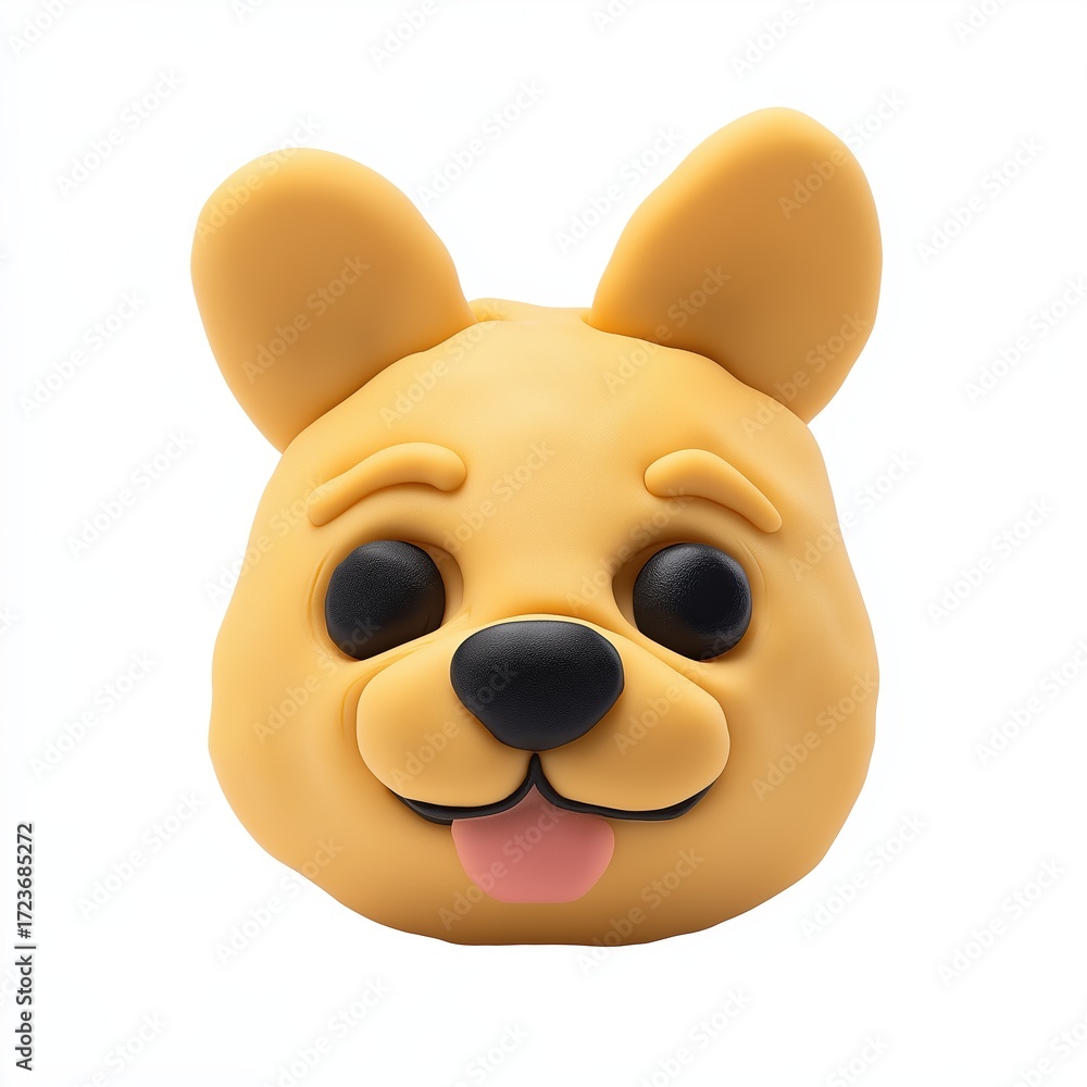 Fototapeta premium Cute 3D Puppy Emoji Face Tongue Out