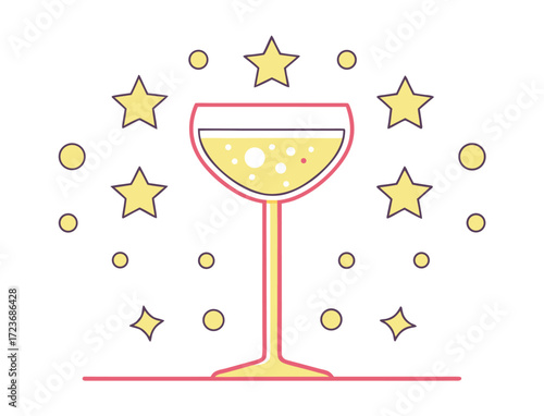 Celebration with champagne and stars festive occasion sparkling drink