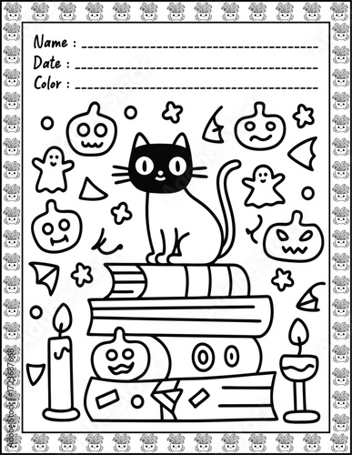 Doodle monsters seamless pattern Bold & Easy Coloring Page with Cute Animals for Adults and Kid. High resolution (300 DPI), Ready to print on standard 8.5x11-(A4) inch paper With (No Bleed), 
