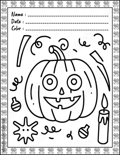 Doodle monsters seamless pattern Bold & Easy Coloring Page with Cute Animals for Adults and Kid. High resolution (300 DPI), Ready to print on standard 8.5x11-(A4) inch paper With (No Bleed), 