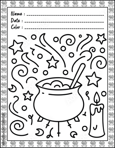 Doodle monsters seamless pattern Bold & Easy Coloring Page with Cute Animals for Adults and Kid. High resolution (300 DPI), Ready to print on standard 8.5x11-(A4) inch paper With (No Bleed), 