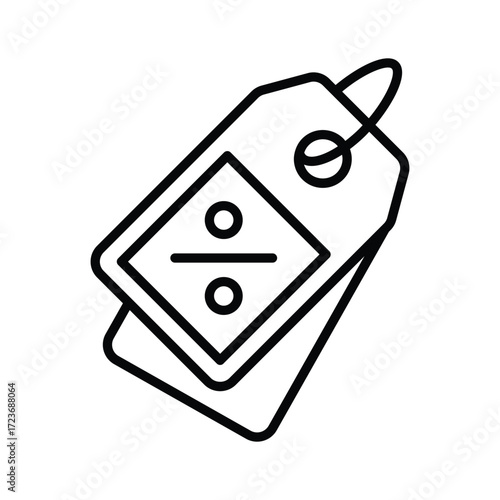 Get this amazing flat outline style icon of discount tag in trendy modern style