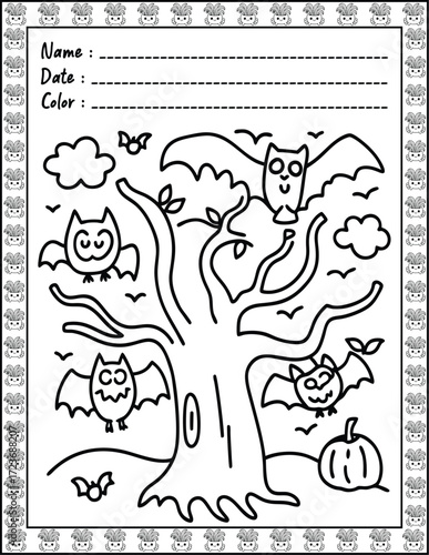 Doodle monsters seamless pattern Bold & Easy Coloring Page with Cute Animals for Adults and Kid. High resolution (300 DPI), Ready to print on standard 8.5x11-(A4) inch paper With (No Bleed), 