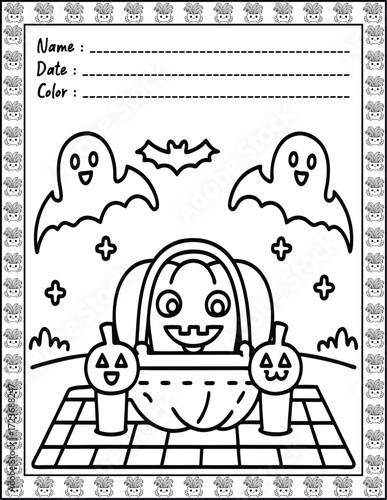 Doodle monsters seamless pattern Bold & Easy Coloring Page with Cute Animals for Adults and Kid. High resolution (300 DPI), Ready to print on standard 8.5x11-(A4) inch paper With (No Bleed), 