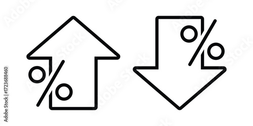 Percentage Arrow Icons. Up and Down Rate Vector, Price Increase and Decrease Icon. Percentage Arrow Vector