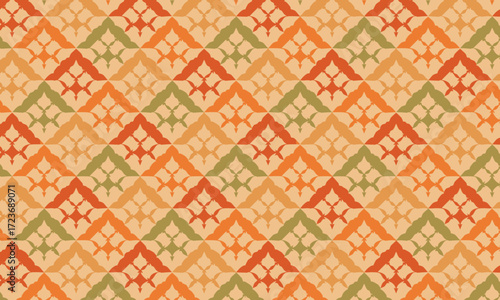 Seamless Retro 70s Autumn Tulip Damask Pattern