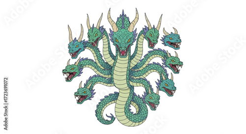 Eight-Headed Serpent Dragon Mythological Creature.