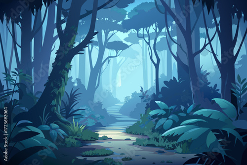 Enchanting forest trail beckons you into a serene escape, perfect for nature lovers and mindfulness retreats, a calming journey in a vibrant wilderness setting