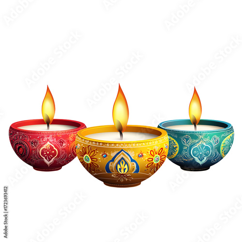 Vibrant Diwali Candle Flames Illuminate Festive Celebration Scene