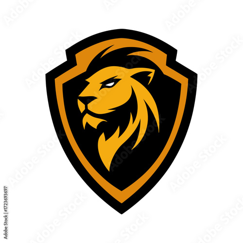 shielded lion mascot logo icon for elite sports te vector art