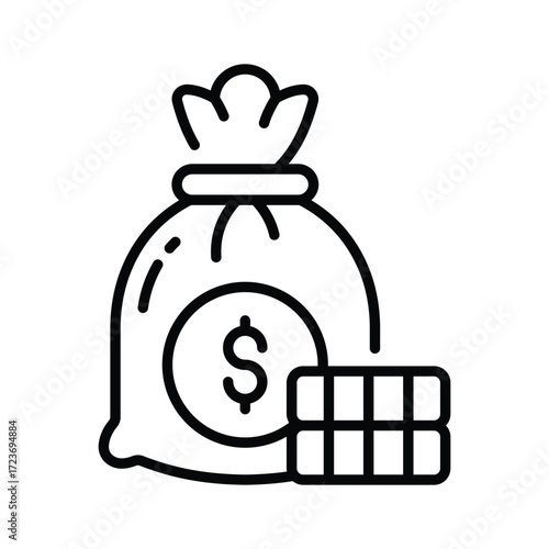 Get this amazing flat outline style icon of money bag