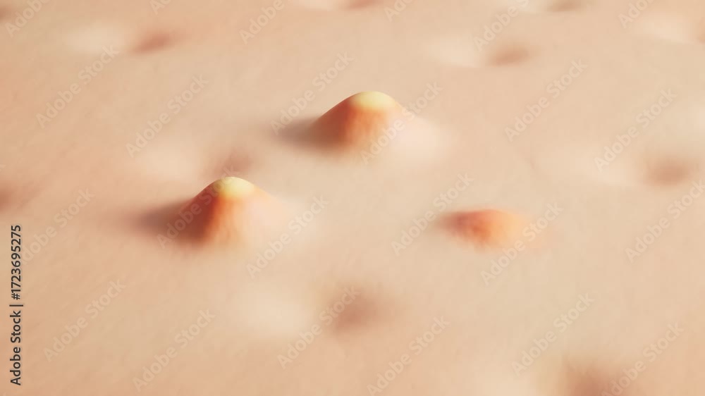 Skin Problems Animation 3D animation video of acne pimples forming on human skin, representing ...