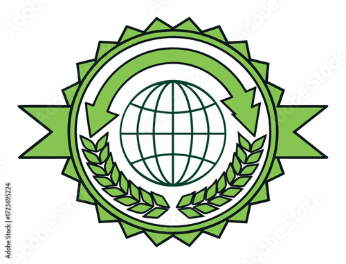 Green global recycling symbol for environmental conservation and sustainability initiative