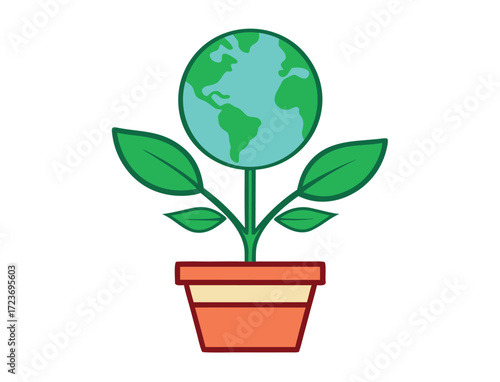 World globe growing as plant in pot concept illustration vector