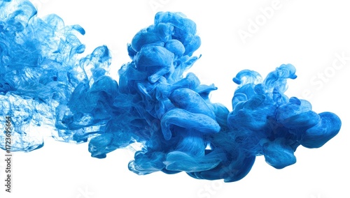 Abstract swirls of vibrant blue ink in water