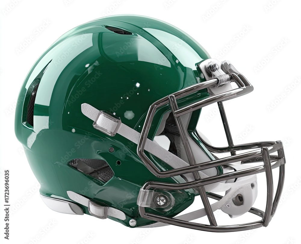 Fototapeta premium Green football helmet with dark gray facemask