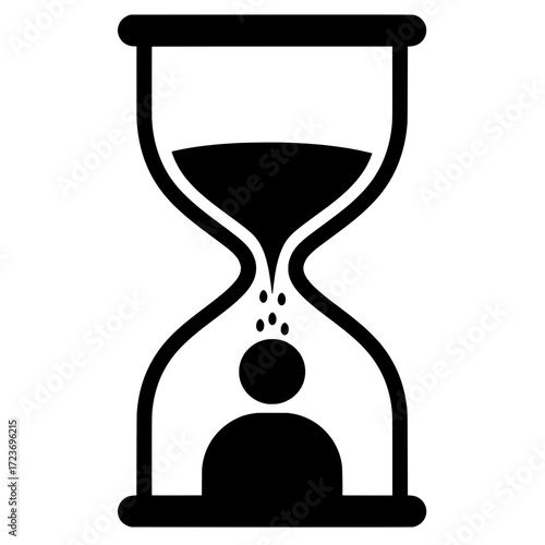 Person trapped in an hourglass vector icon. A concept for deadline pressure, stress, and running out of time.
