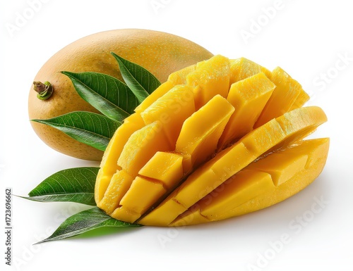 Sliced Mango with Glitter and Leaves