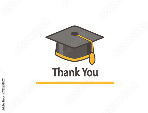 Graduation Thank You Card with Mortarboard and Elegant Typography