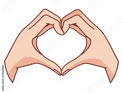 Hands making heart shape symbolizing love affection and care graphic illustration