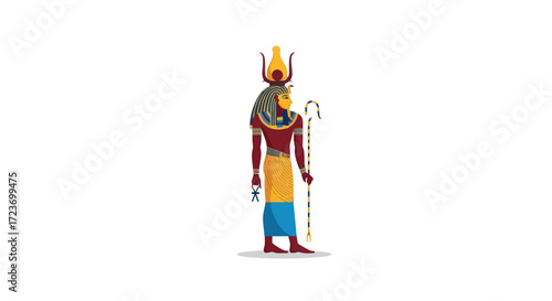 Ancient Egyptian god Thoth the ibis-headed deity of wisdom holding a scepter.