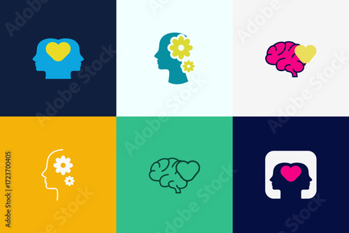 Creative Minimalist Mental Health Logo Bundle – Modern Therapy and Psychology Icon Set