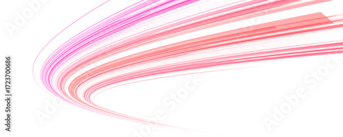 Glowing neon lines twist and swirl across a dark background, forming a dynamic high-speed trail. The motion blur effect creates a sense of rapid acceleration. Perfect for futuristic design themes.