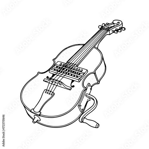 Classic cello musical instrument outline drawing