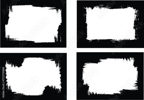 ink brush frame border vector illustration on transparent background. Dirty element design, box, frame or background for text. Eps 10