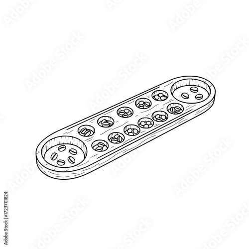 Dakon congklak traditional board game outline illustration