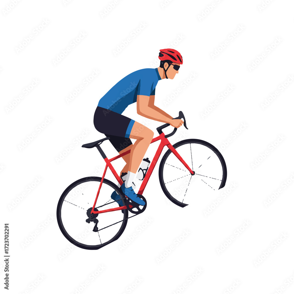 Fototapeta premium Stylized Vector Illustration of a Cyclist Conquering a Steep Hill Climb - Modern Sports Art for Endurance and Challenge on White