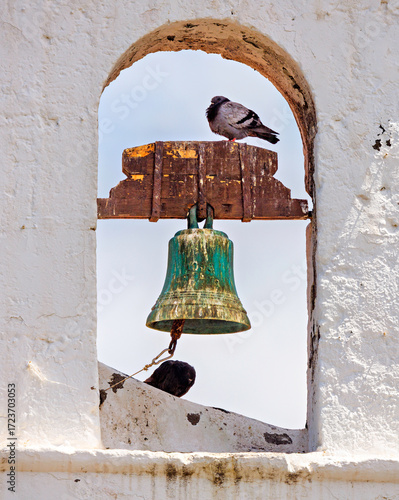 Pigeons and Bell in Vilaflor Bell Tower