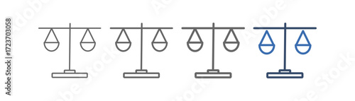 
outline icon set balances with balanced scale design