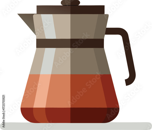 Vector illustration of a glass coffee pot carafe with rich coffee beverage