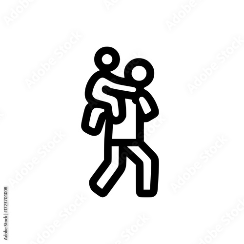 Vector icon of father carrying child showing parental love care and family bonding