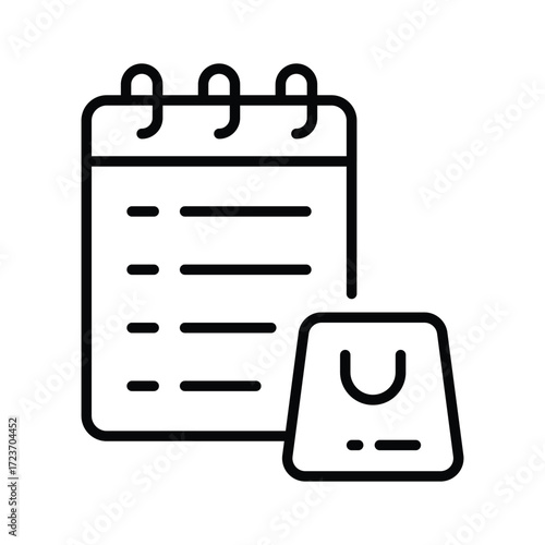 Creatively crafted flat outline icon of shopping list in modern style