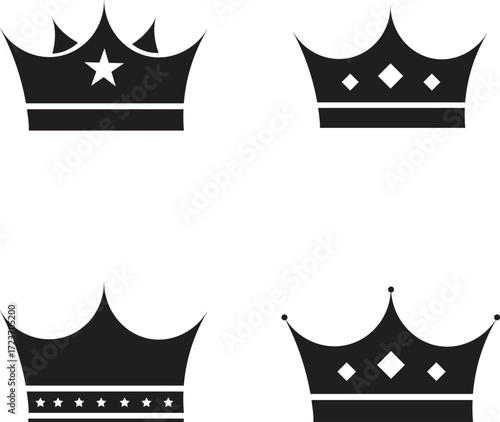 Royal Crown Collection A Study of Regal Black and White Graphic Illustrations of Crowns Fit for a King