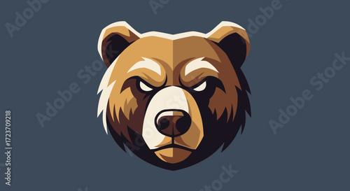 A fierce brown bear head mascot logo design.